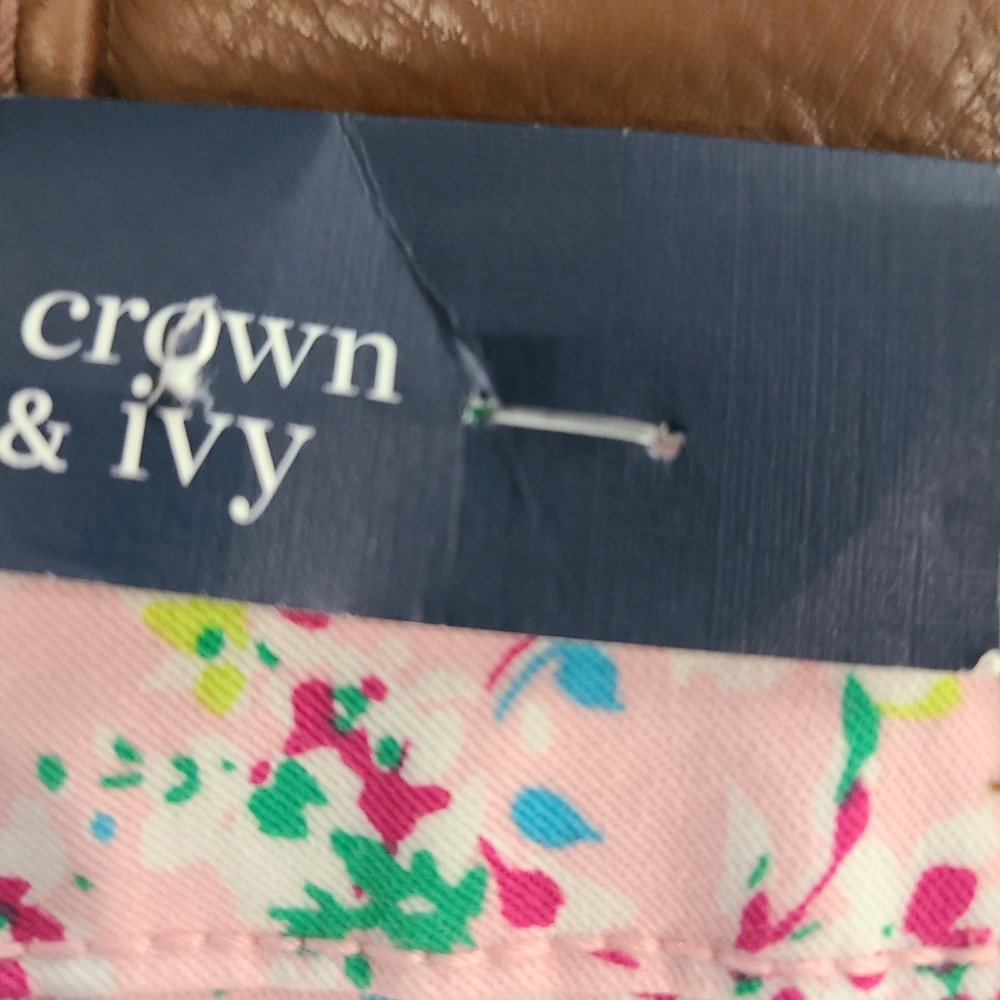 Crown & Ivy Libby Flowers Pink Floral High Rise Skinny Jeans Womens 8 NWT - Picture 10 of 14